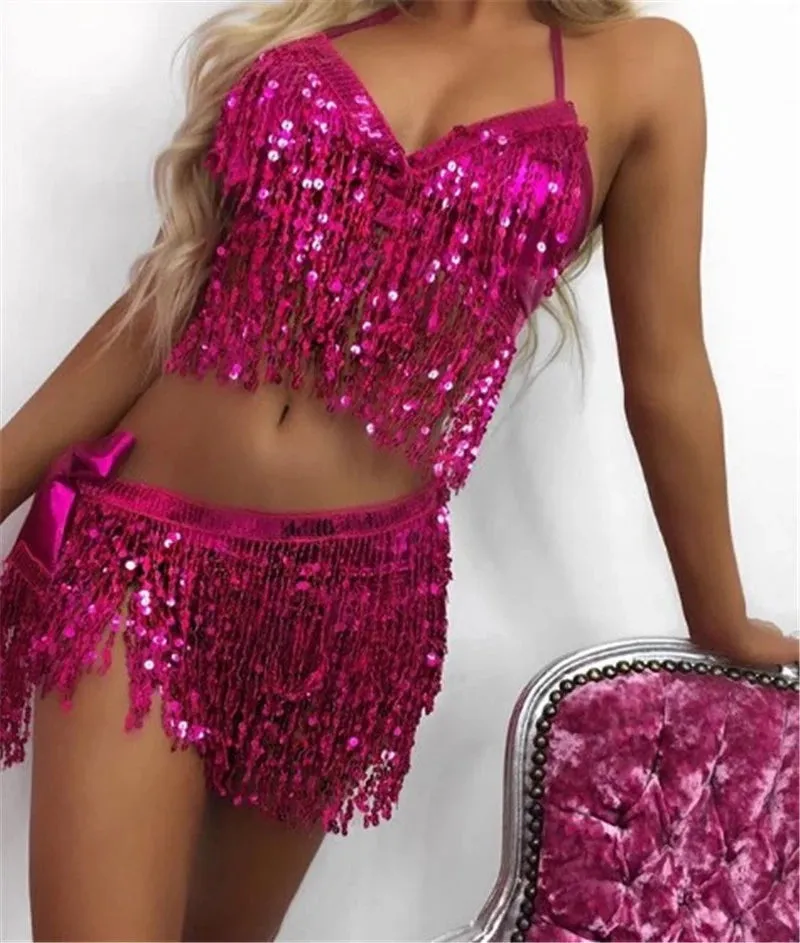 Hot Pink Sequin Wrap Around Skirt