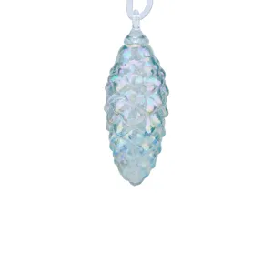 Ice Blue Luster Pine Cone Ornament