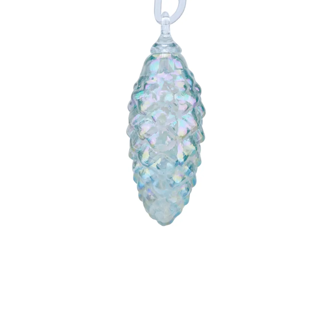 Ice Blue Luster Pine Cone Ornament