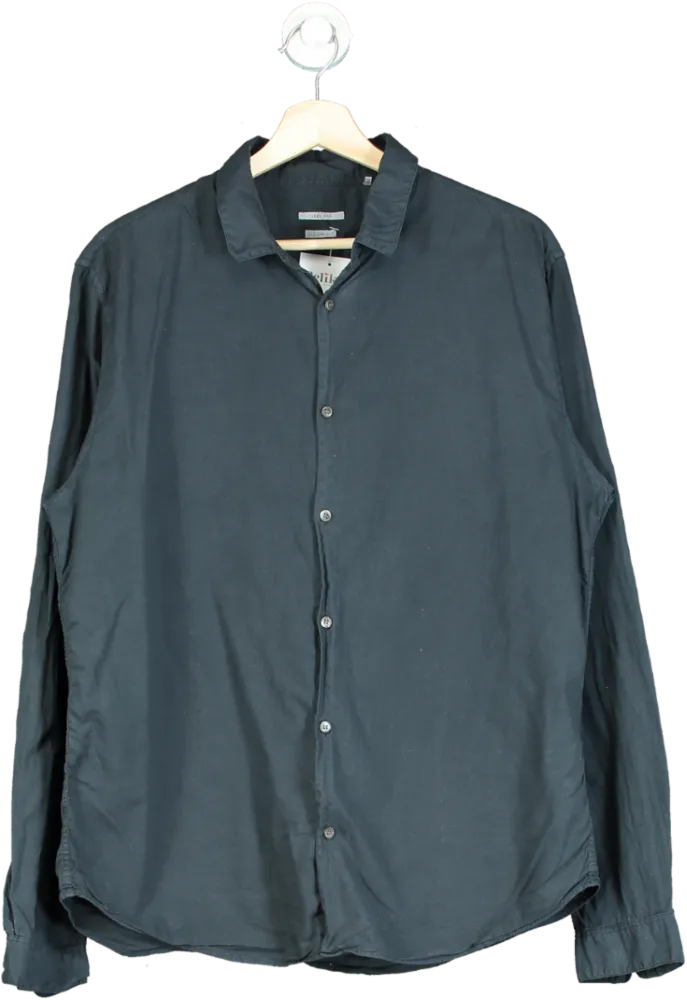 IKKS Navy Long Sleeve Button-Up Shirt Slim Fit UK XL