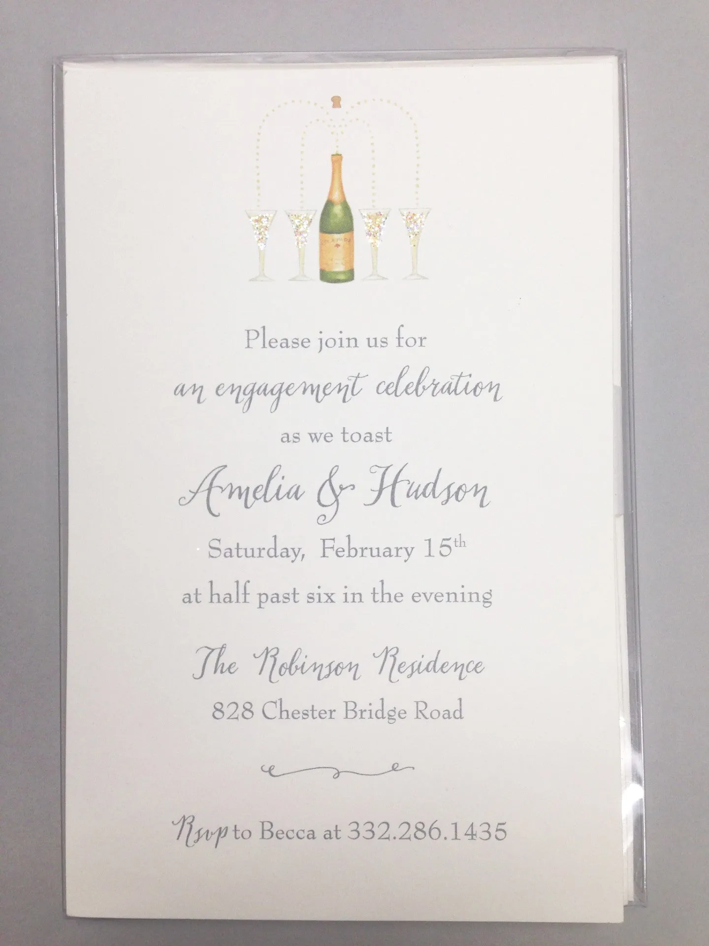 IMPRINTBLE INVITATIONS - KA - UNCORKED CHAMPAGNE BOTTLE