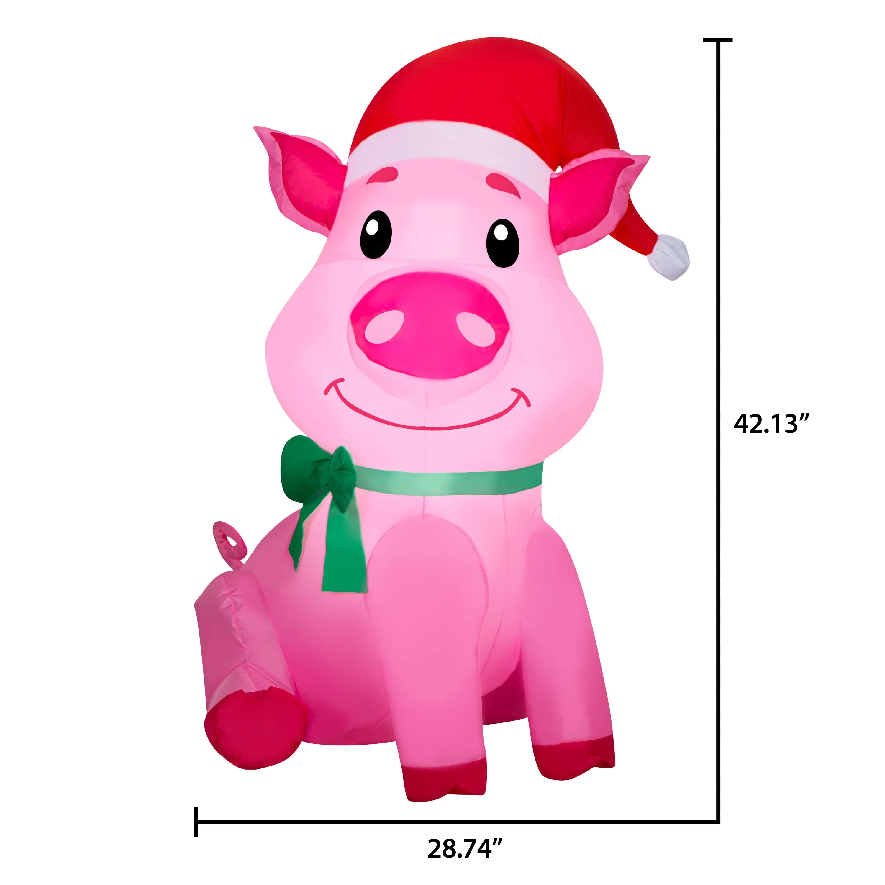 Inflatables 3.5 Foot Christmas Pig in Santa Hat Decoration