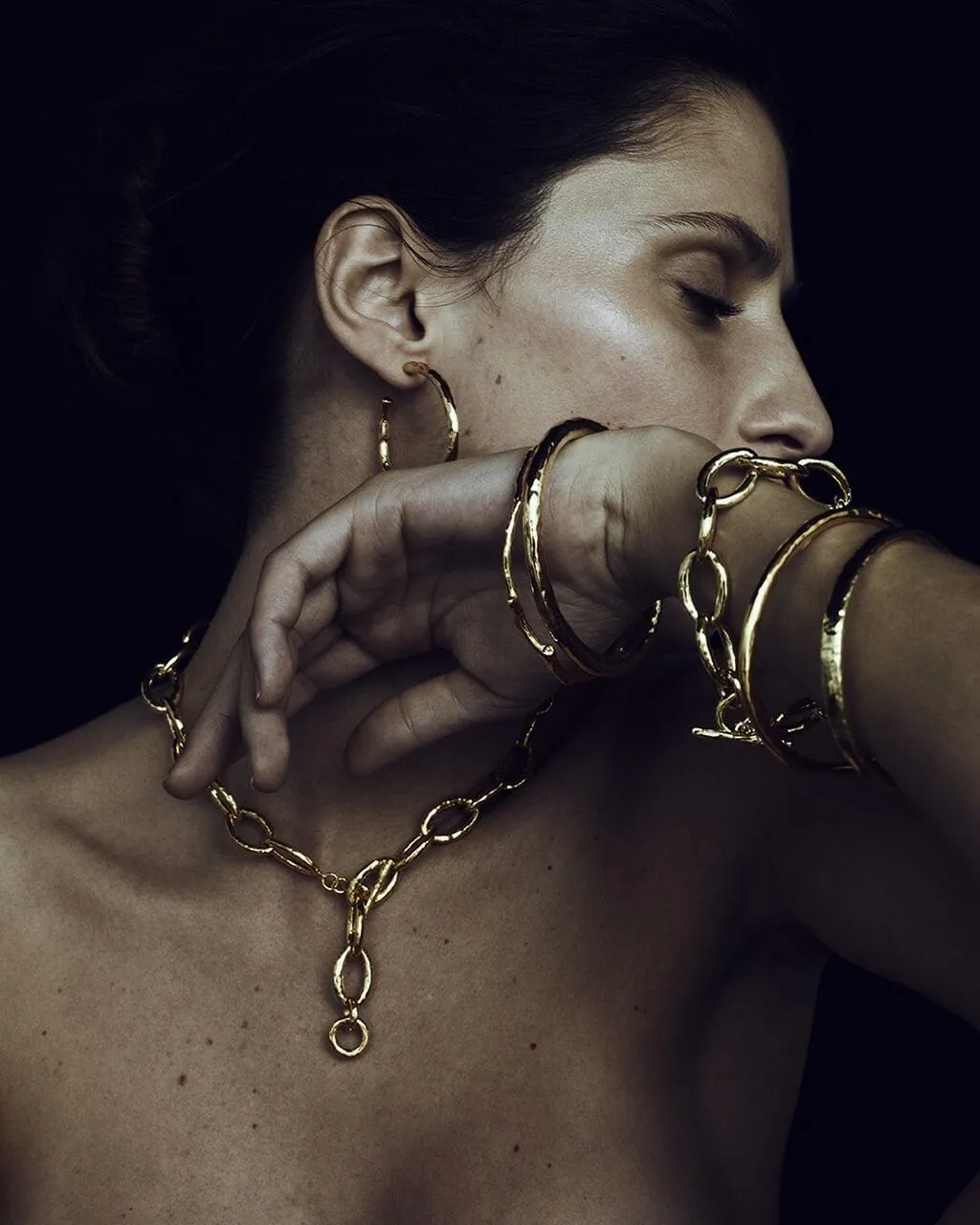 Ippolita 18K Yelow Gold Cassico #4 Hammered Hoops
