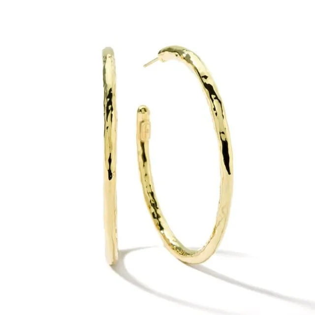 Ippolita 18K Yelow Gold Cassico #4 Hammered Hoops