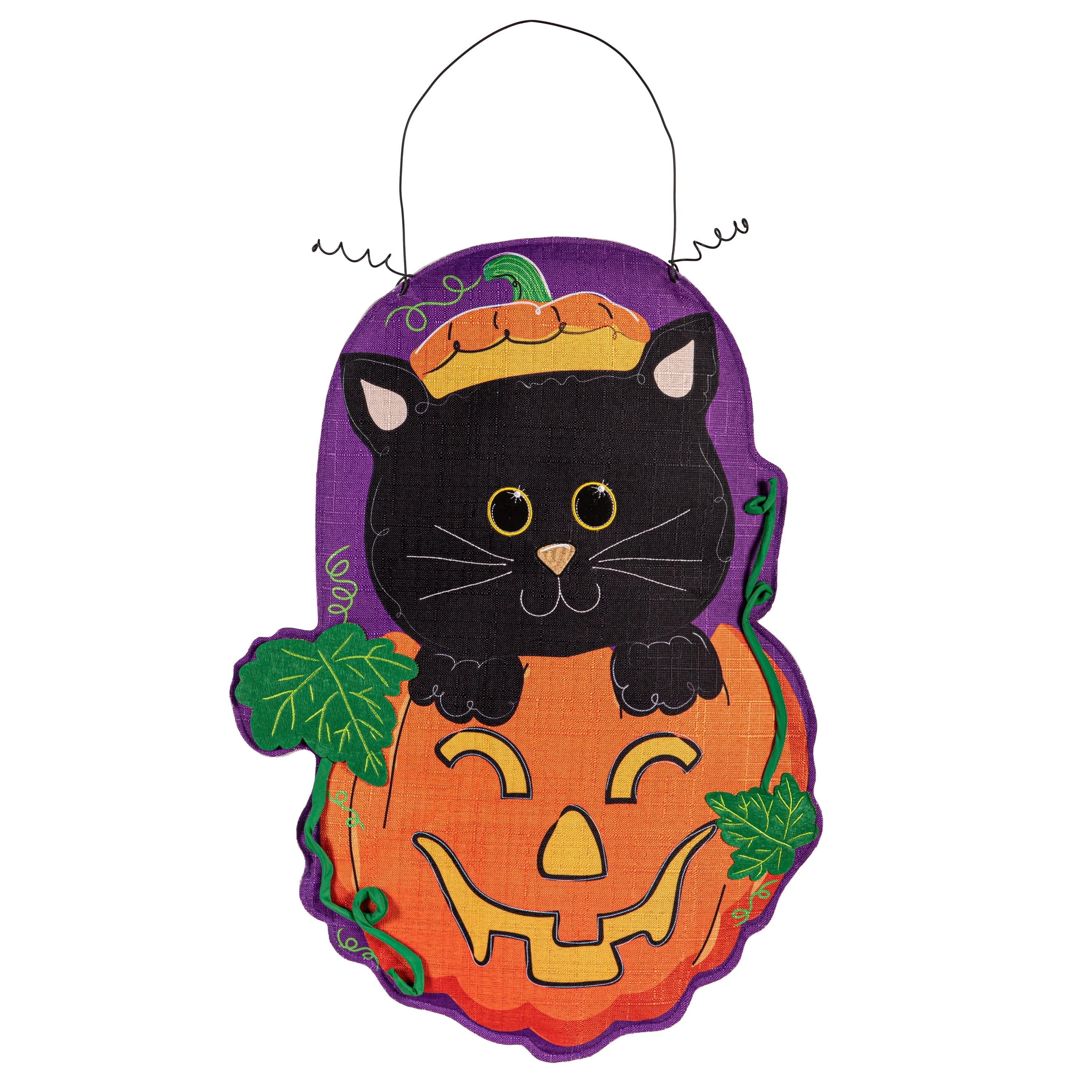 Jack O' Lantern & Black Cat/Santa Double Sided Estate Door Décor,2deb2571fb