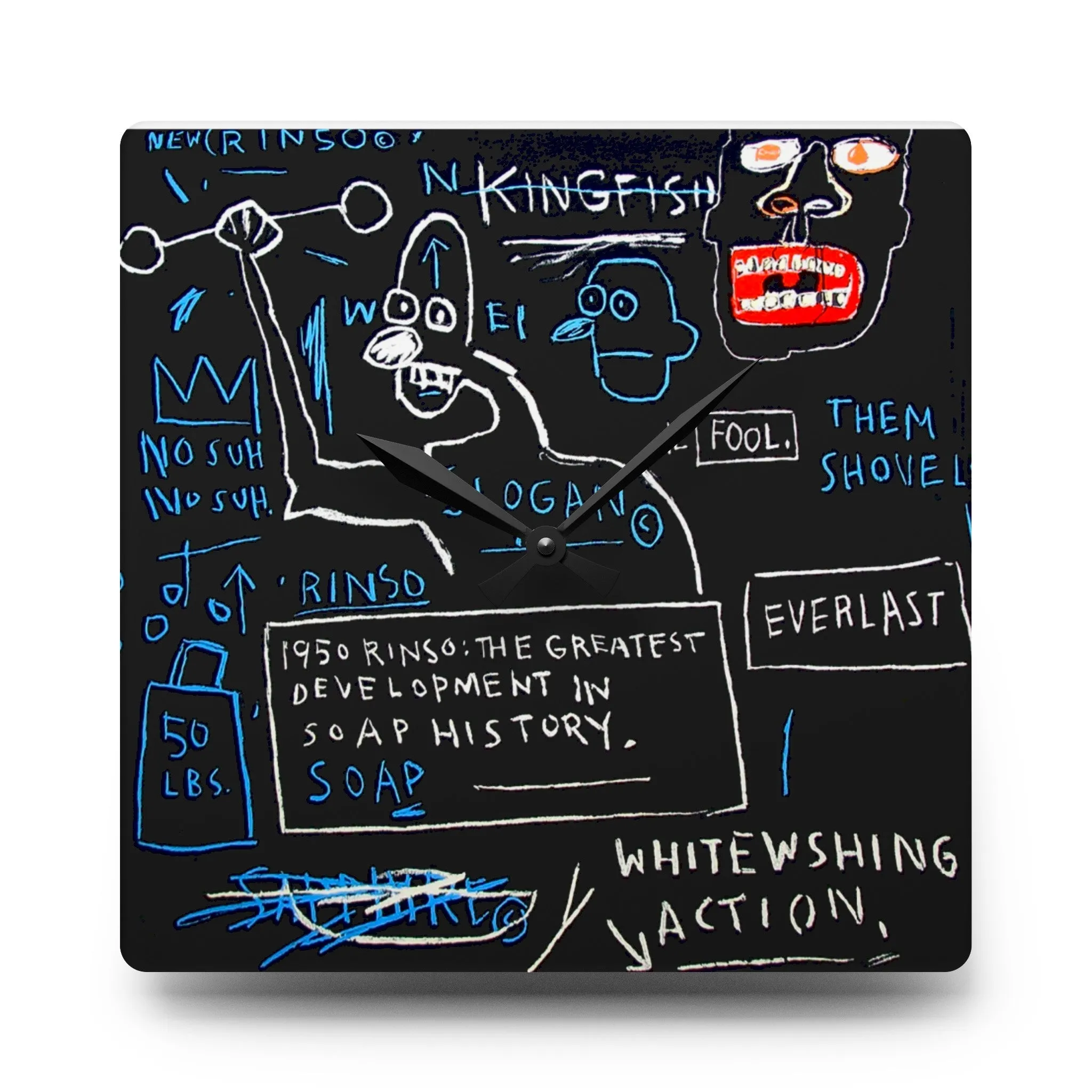Jean-Michel Basquiat "Rinso" Artwork Acrylic Wall Clock