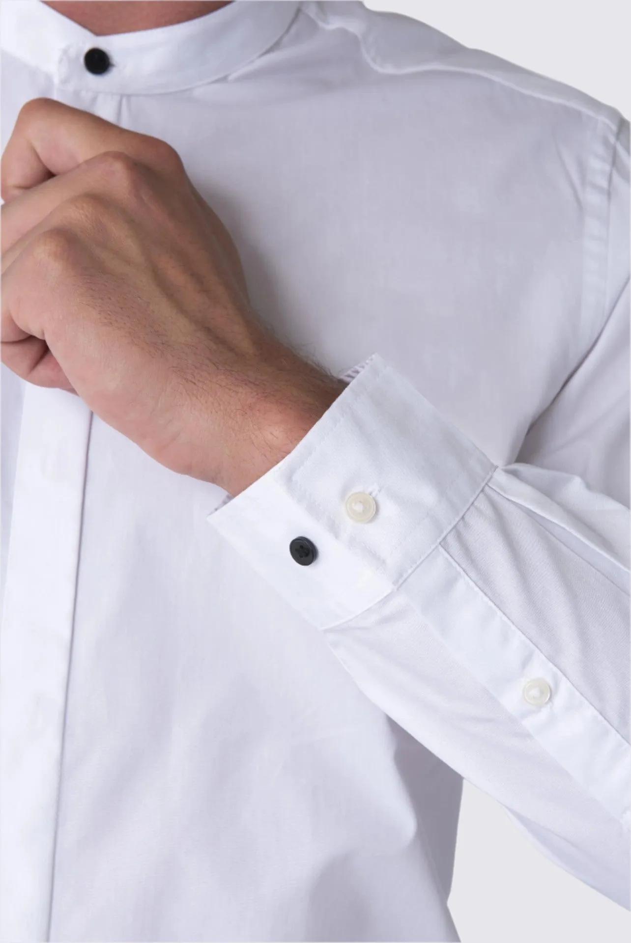 JOSHUA White Grandad Cotton Shirt