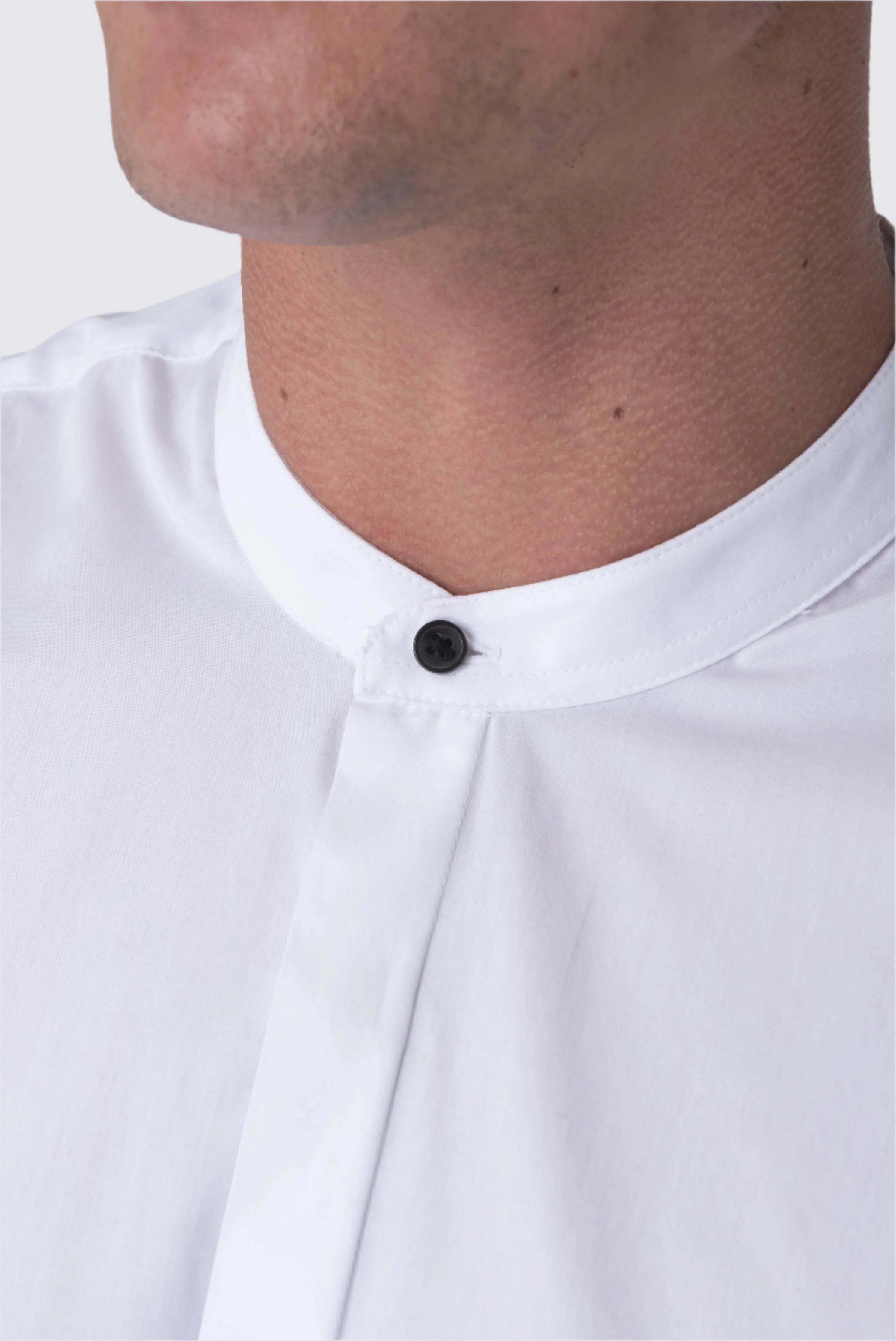 JOSHUA White Grandad Cotton Shirt