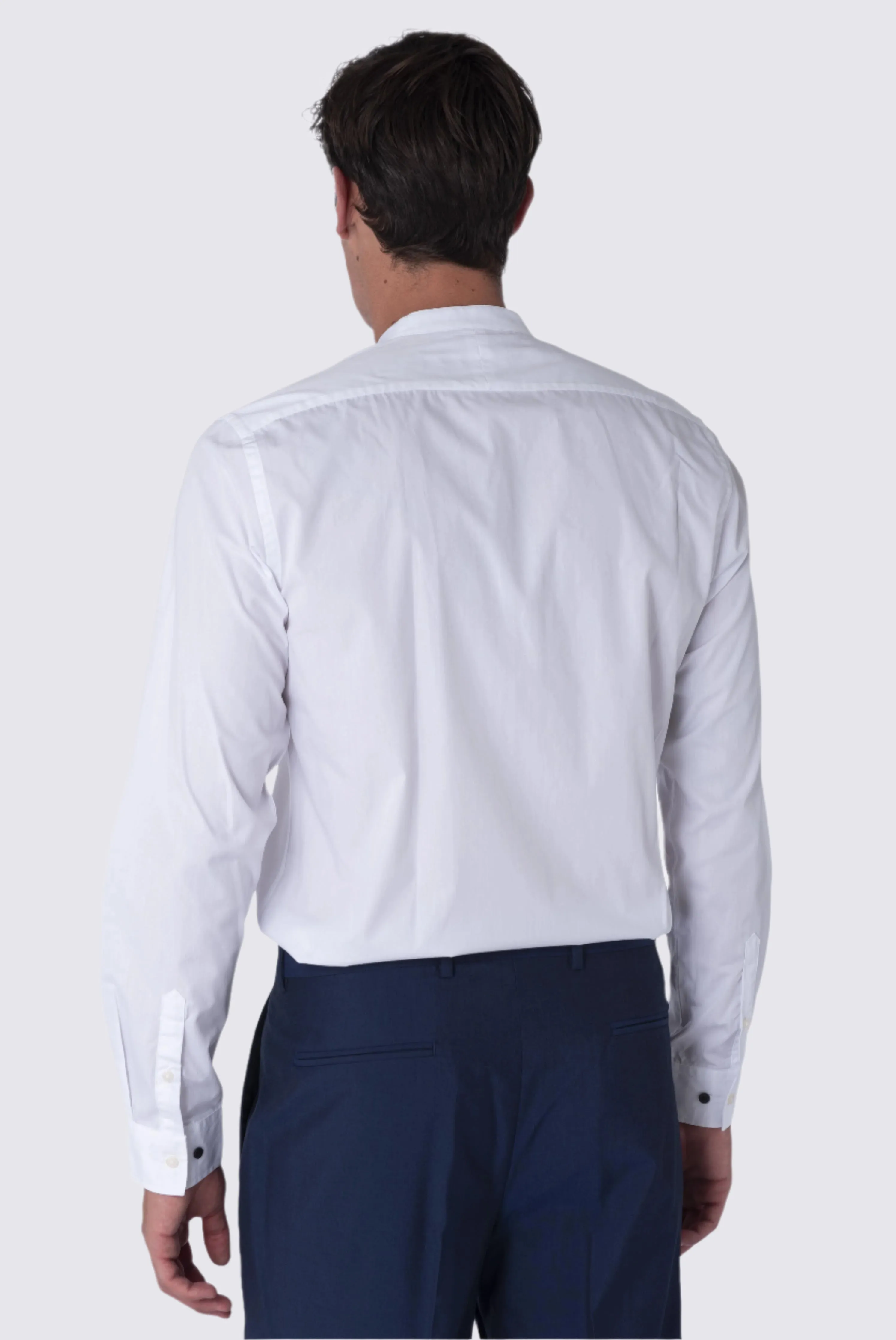 JOSHUA White Grandad Cotton Shirt