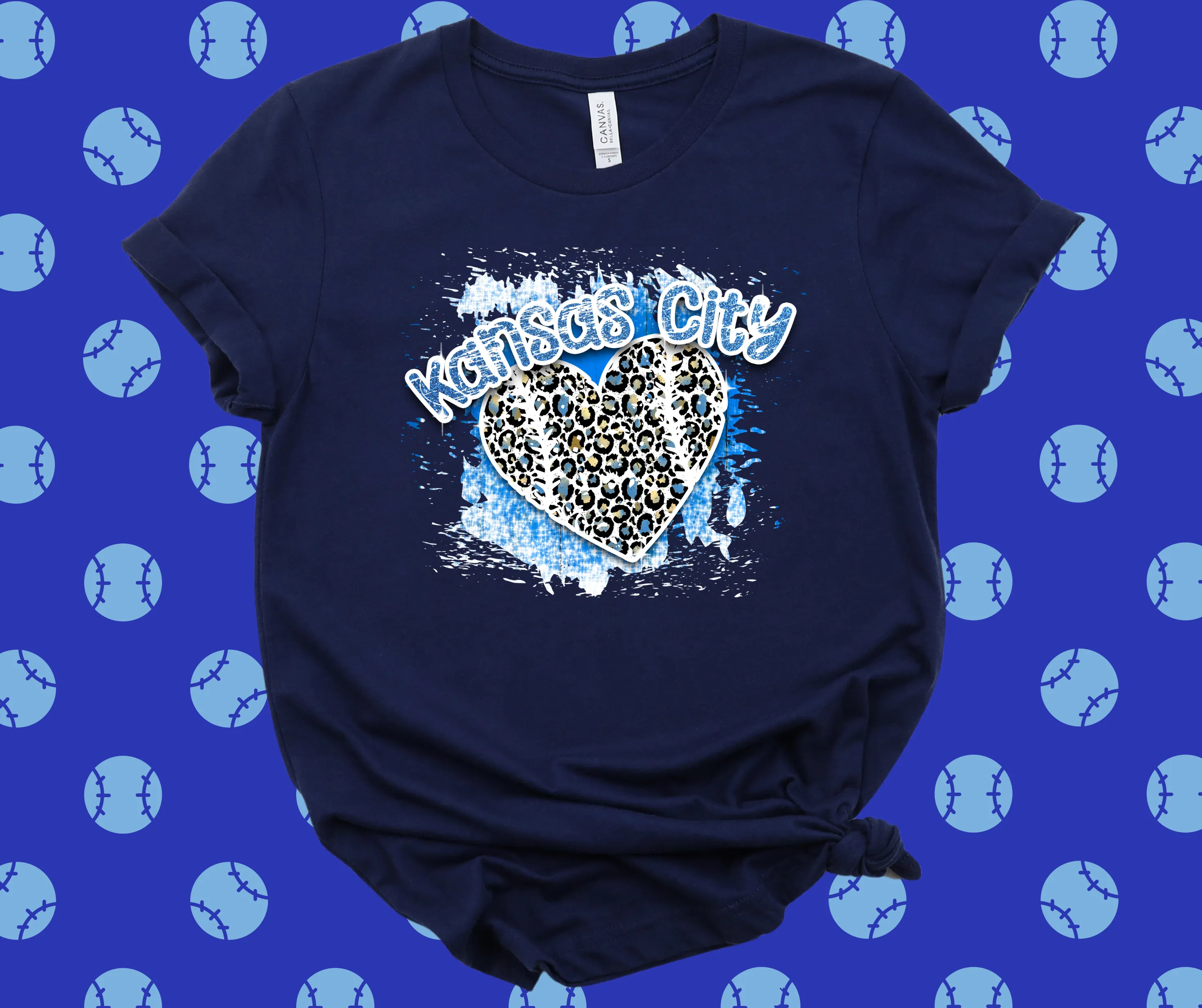 Kansas City Splatter Heart Navy Graphic Tee