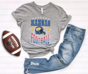 Kansas Football Grey Graphic Tee