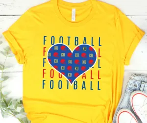 Kansas Football Heart Repeat Gold Graphic Tee