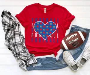 Kansas Football Heart Repeat Red Graphic Tee