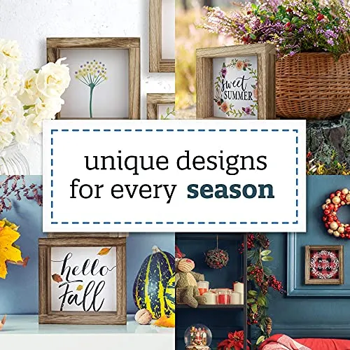 KIBAGA Farmhouse Home Decor Signs - 3 Frames with 18 Interchangeable Sayings for Fall, Halloween and Thanksgiving Decorations - 6"x6" Centerpiece Frames for Living Room Wall and Tiered Tray Decor