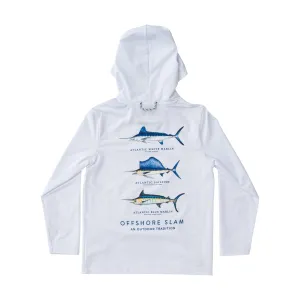 Kids Pro Performance Hoodie Fishing T-shirt in Bright White Offshore Slam