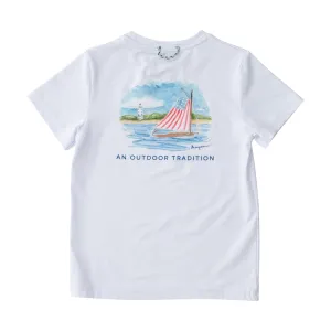 Kids Pro Performance Short Sleeve Fishing T-shirt in Bright White American Flag