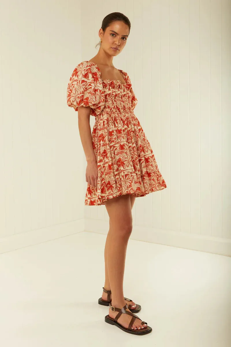 Kub Dress - Red Palm Scene