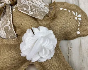 Large burlap & white lace hanging cross