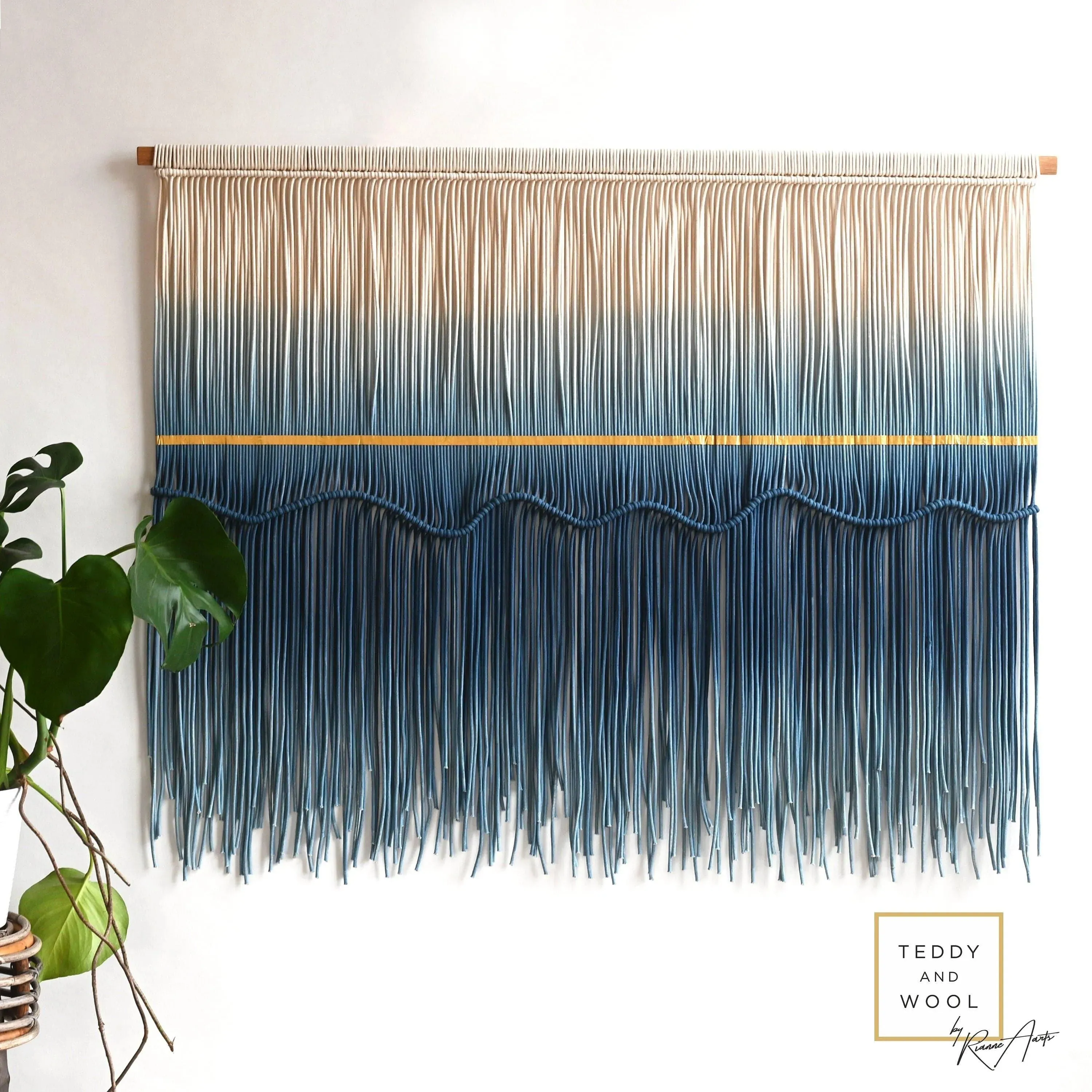 Large Macrame Wall Hanging - Knotted Rope Wall Hanging - "SEA VIEW"