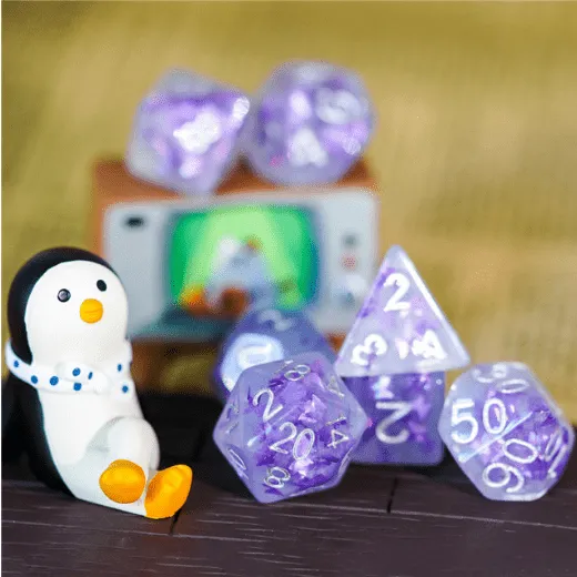 Lavender Butterfly RPG Dice Set