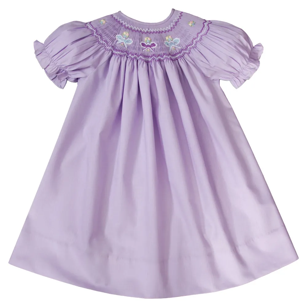 Lavender Ribbon & Flowers Smocked Bishop