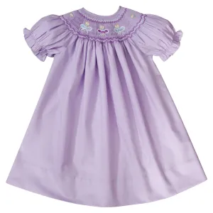 Lavender Ribbon & Flowers Smocked Bishop