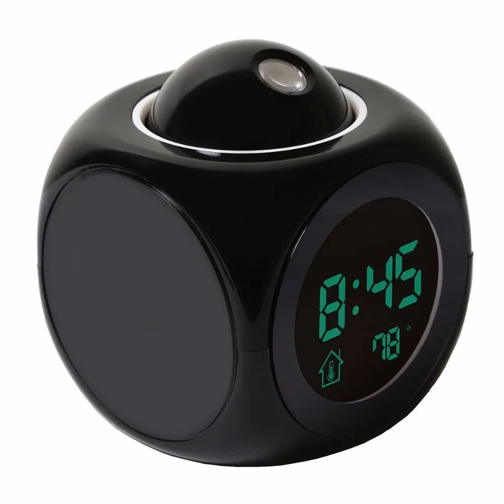LCD Projection LED Display Time Digital Alarm Clock Talking Voice