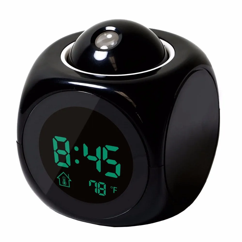 LCD Projection LED Display Time Digital Alarm Clock Talking Voice