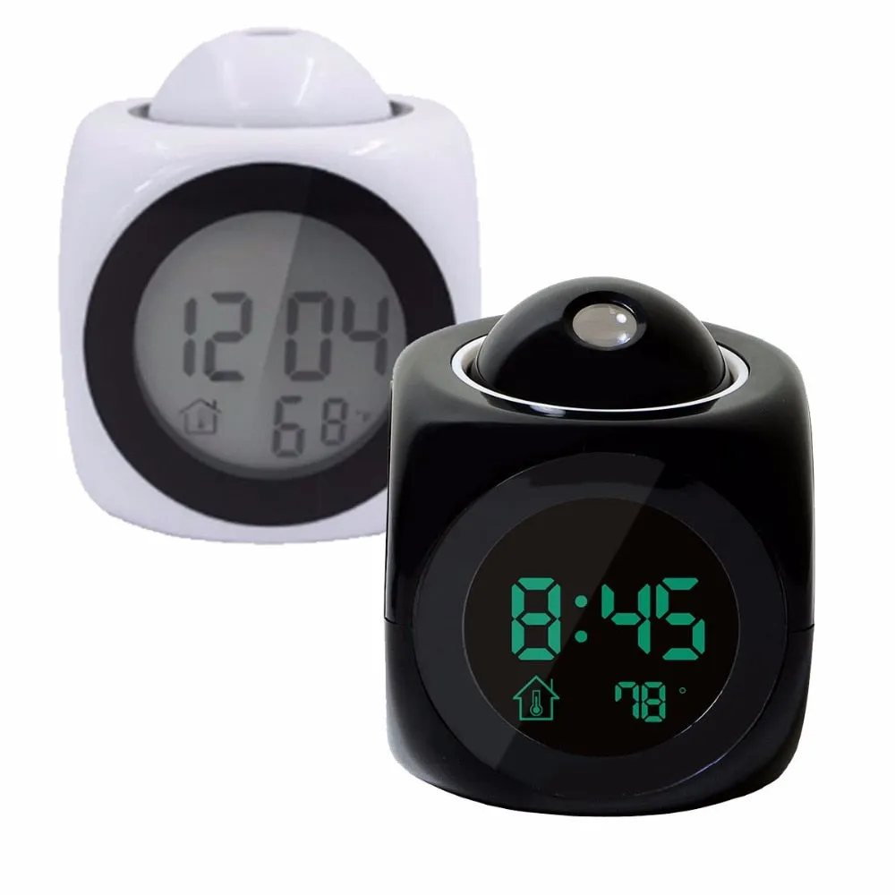 LCD Projection LED Display Time Digital Alarm Clock Talking Voice