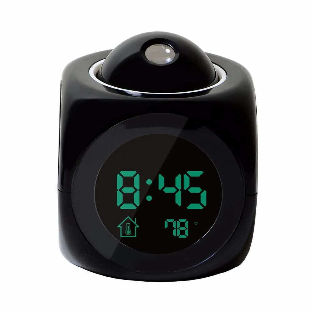 LCD Projection LED Display Time Digital Alarm Clock Talking Voice