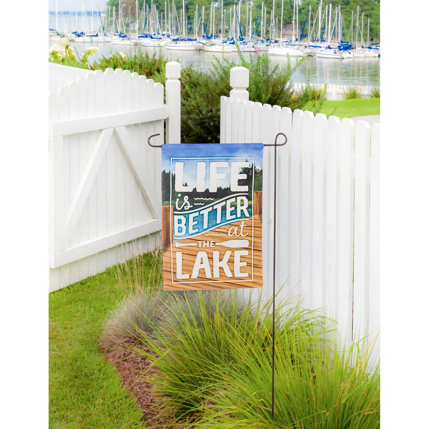 Life is Better at the Lake Garden Burlap Flag,14b8535