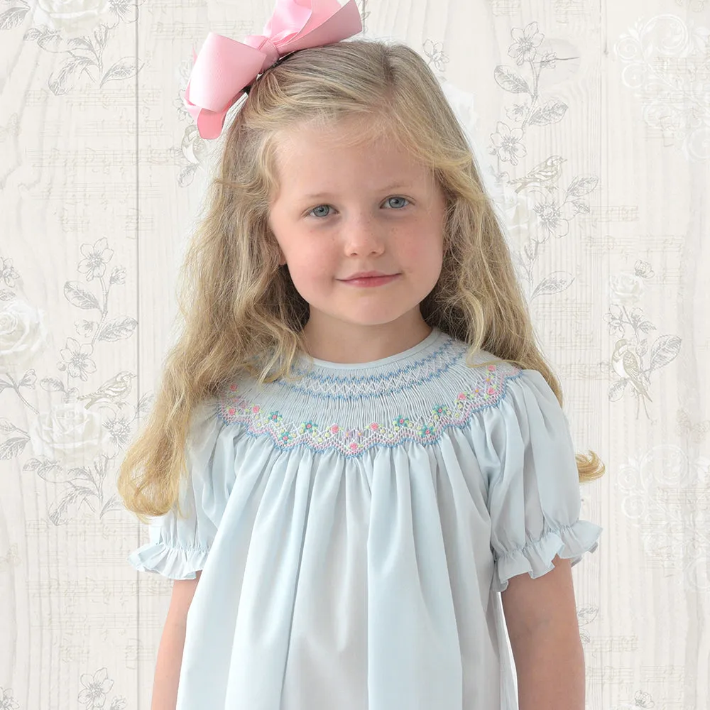 Light Blue English Smocked Bishop
