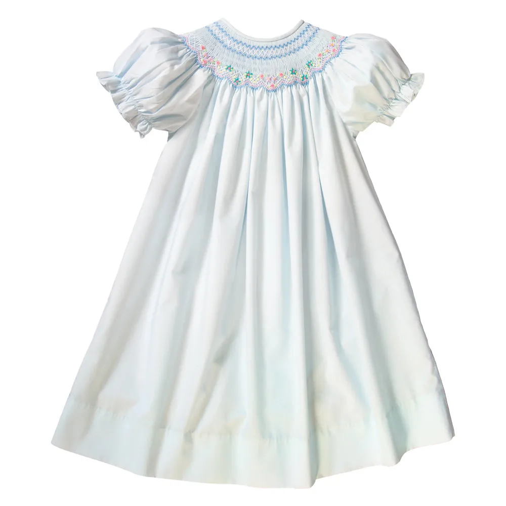 Light Blue English Smocked Bishop
