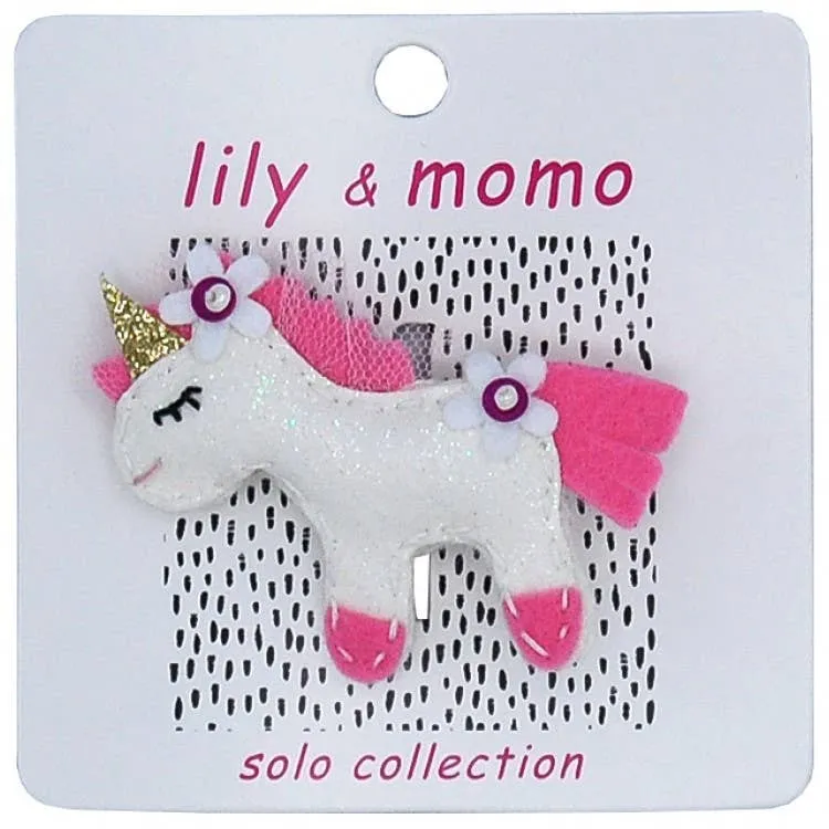 Lily and Momo - Solo Hair Clips - Come Fly with Me Unicorn