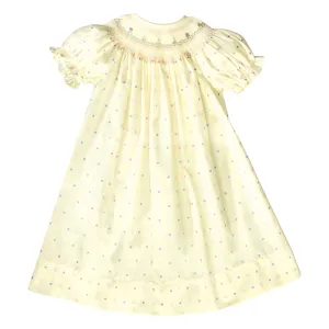 Lily Lt. Yellow Multi Dotted English Smocked Bishop