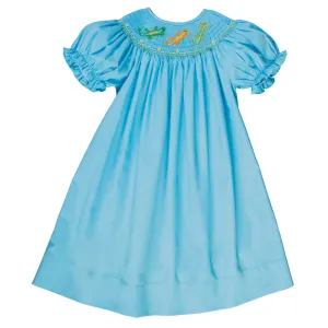Lizard Lounge Aqua Blue Smocked Bishop