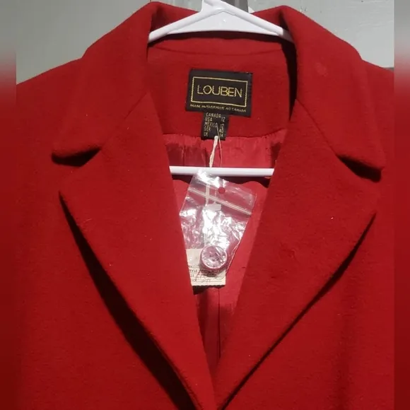 Louben Womens Burnt Red Button Wool Cashmere Blend Jacket Blazer Size 12