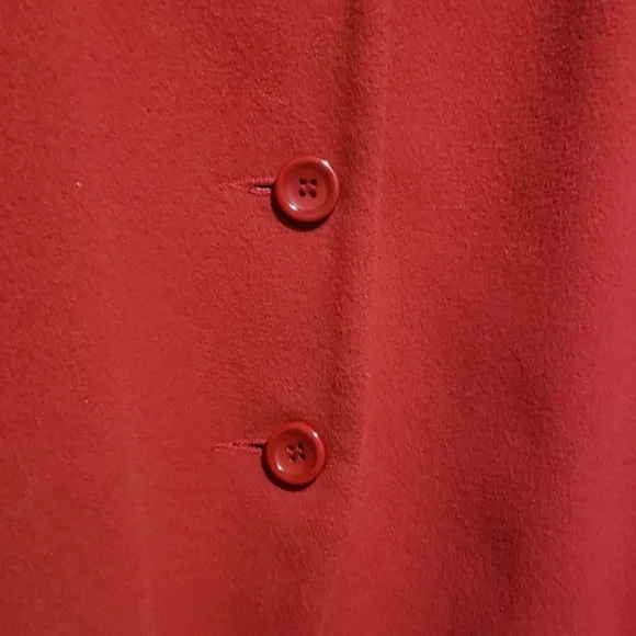Louben Womens Burnt Red Button Wool Cashmere Blend Jacket Blazer Size 12