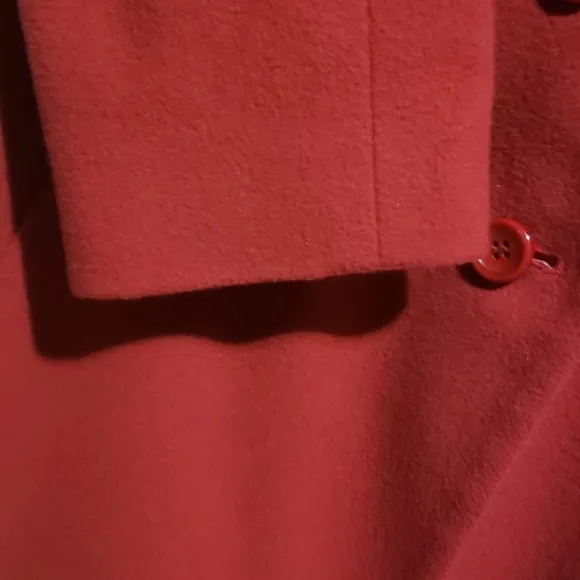 Louben Womens Burnt Red Button Wool Cashmere Blend Jacket Blazer Size 12