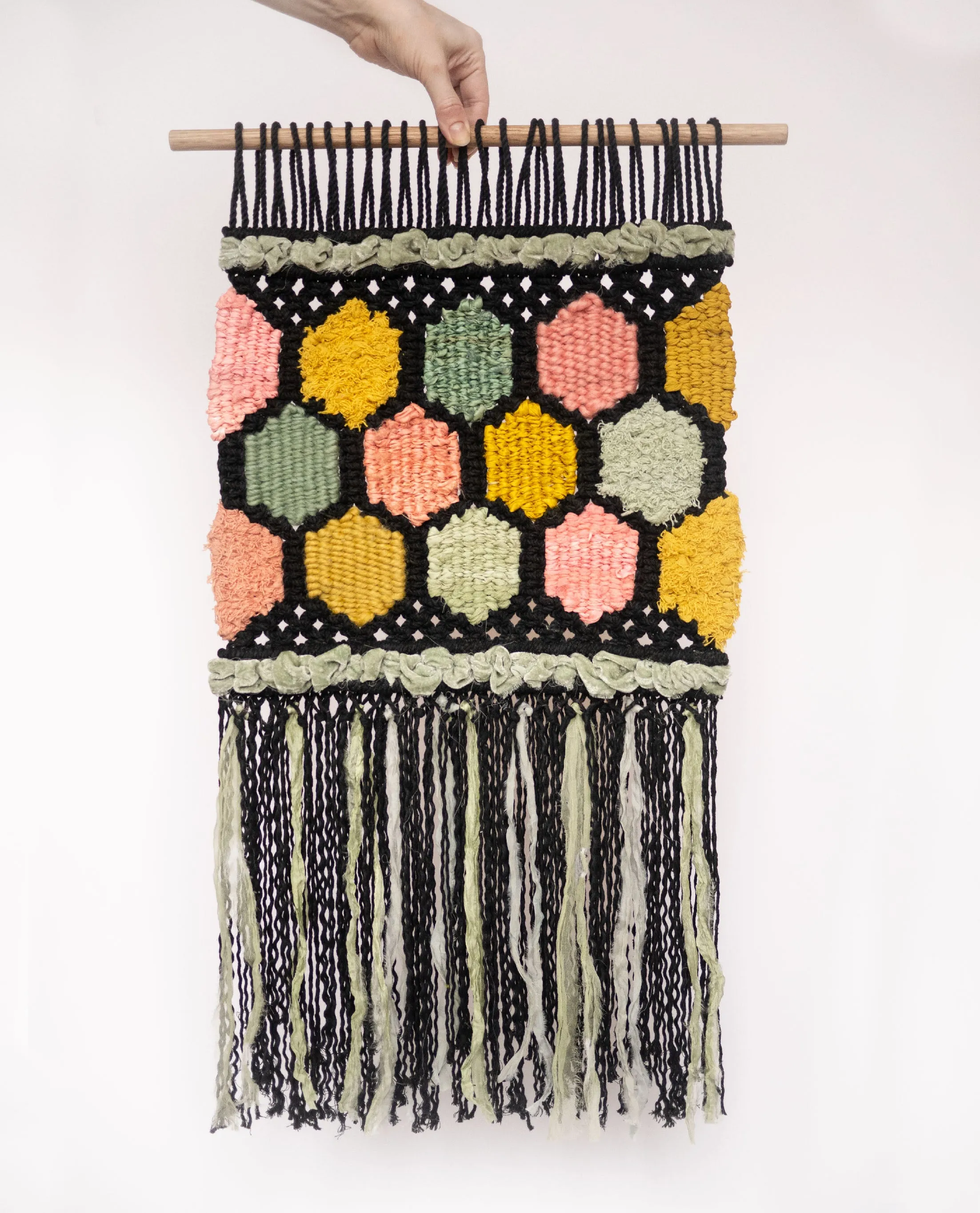 Macraweave wall hanging, "Stained Glass"