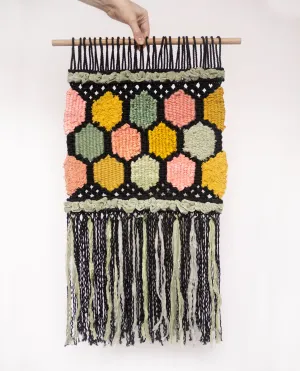 Macraweave wall hanging, "Stained Glass"