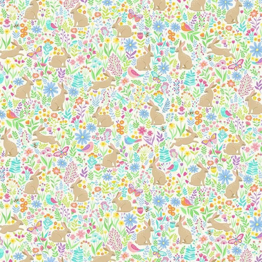 Makower Hello Spring | Bunny Meadow | Cream
