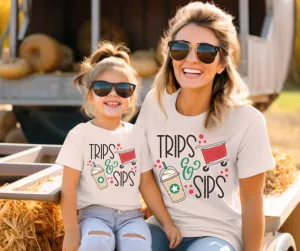 Mama & Mini Trips & Sips Natural Graphic Tee