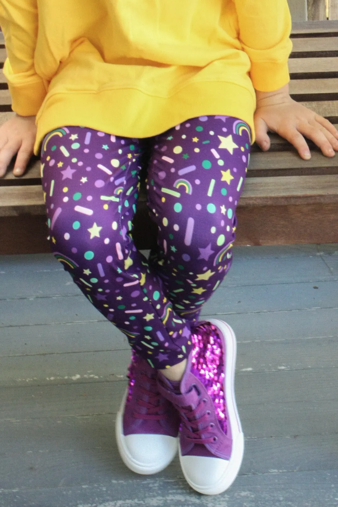 Mardi Gras Leggings: Purple Sprinkles