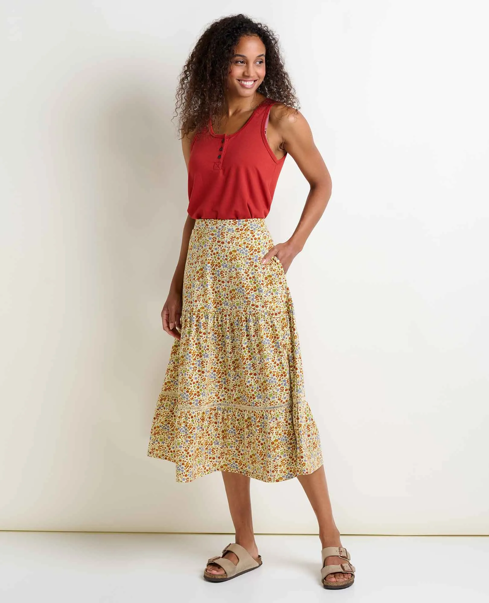 Marigold Tiered Midi Skirt