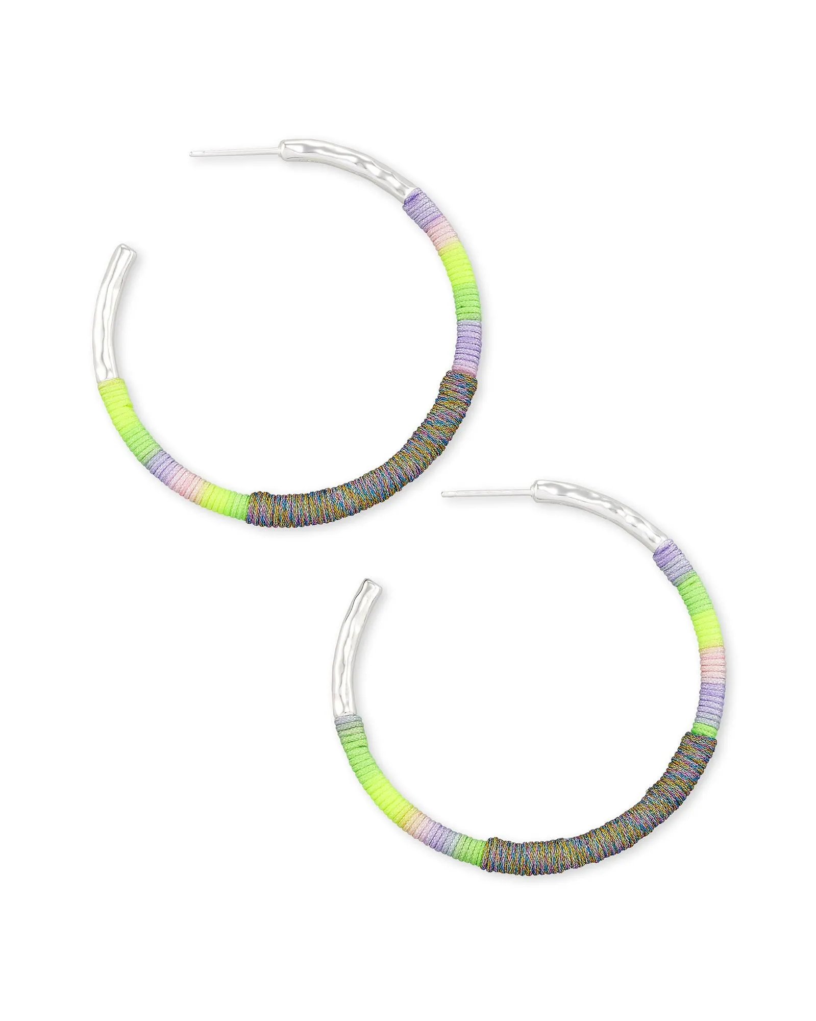 Masie Silver Hoop Earrings In Lilac Mix Paracord