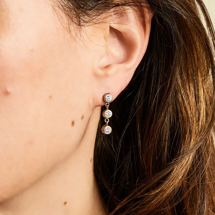 Meadow Triple Diamond Earrings in 18K Alpine Gold