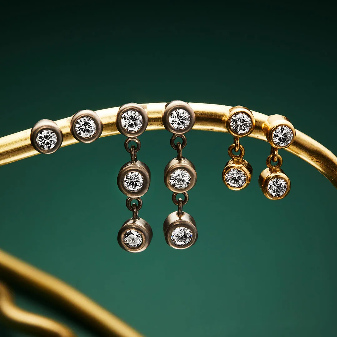 Meadow Triple Diamond Earrings in 18K Alpine Gold