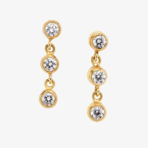 Meadow Triple Diamond Earrings in 20K Peach Gold