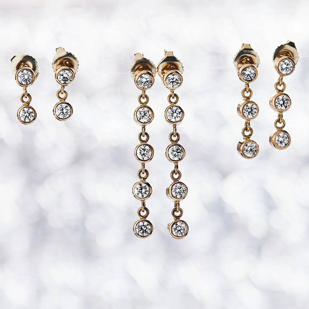 Meadow Triple Diamond Earrings in 20K Peach Gold